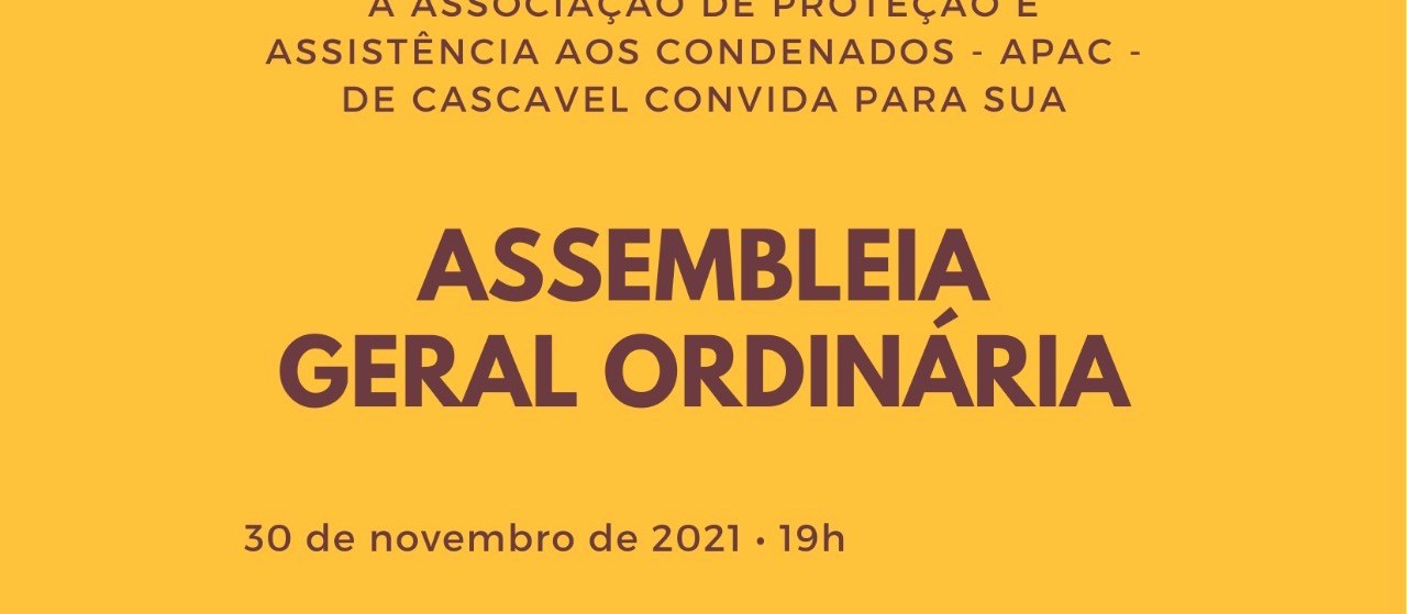 APAC realiza Assembleia Geral Ordinária no dia 30 de novembro 