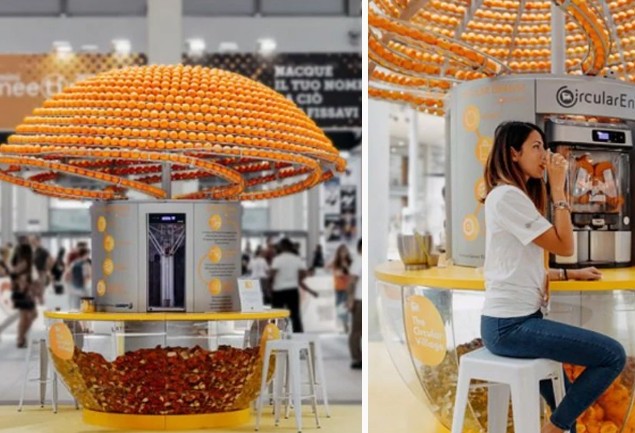 Máquina revolucionária faz suco e ‘imprime’ copos 3D feitos com cascas de laranja