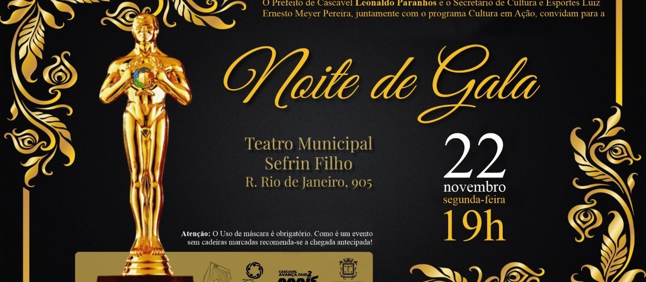 Noite de Gala será realizada no Teatro Sefrin Filho em Cascavel 