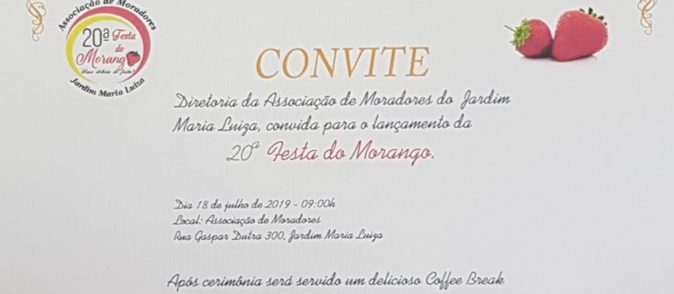 Festa do Morango será realizada em agosto