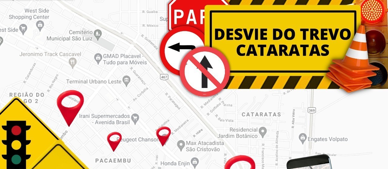 Trânsito será bloqueado para instalação de passarela no Trevo Cataratas, em Cascavel